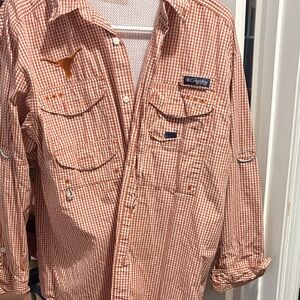 Columbia Burnt Orange Checkered Shirt
